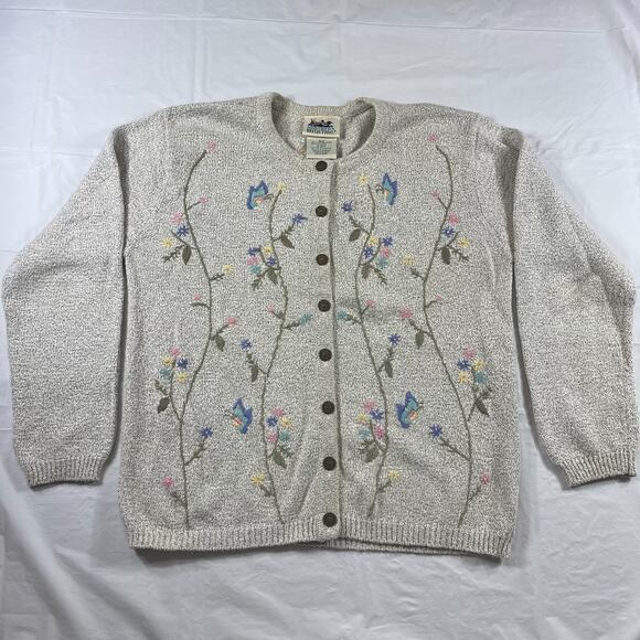 Northern Reflections Women’s Floral Embroidered Button Cardigan Sweater - Picture 1 of 13